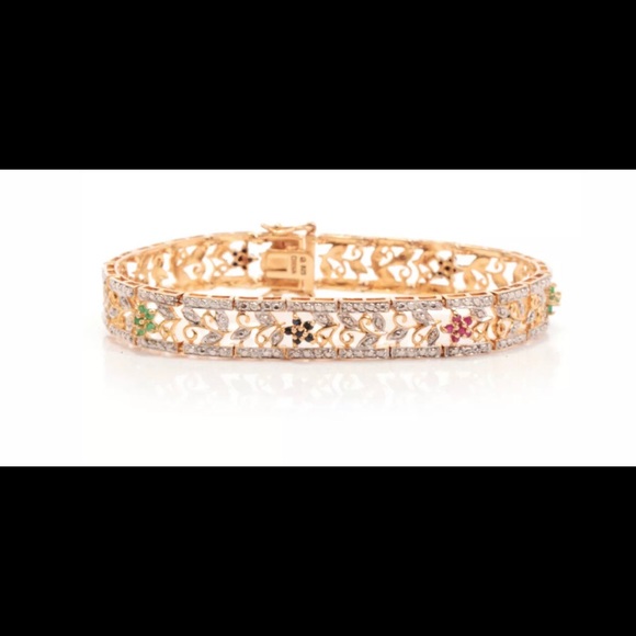 14k gold over  sapphire, emerald & ruby bracelet - Picture 4 of 8